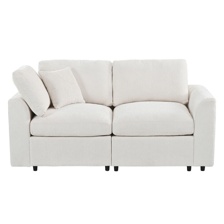 Merax Cozy Chenille Loveseat with High-Density Foam & Pocket Spring Support, PP Cotton Filling