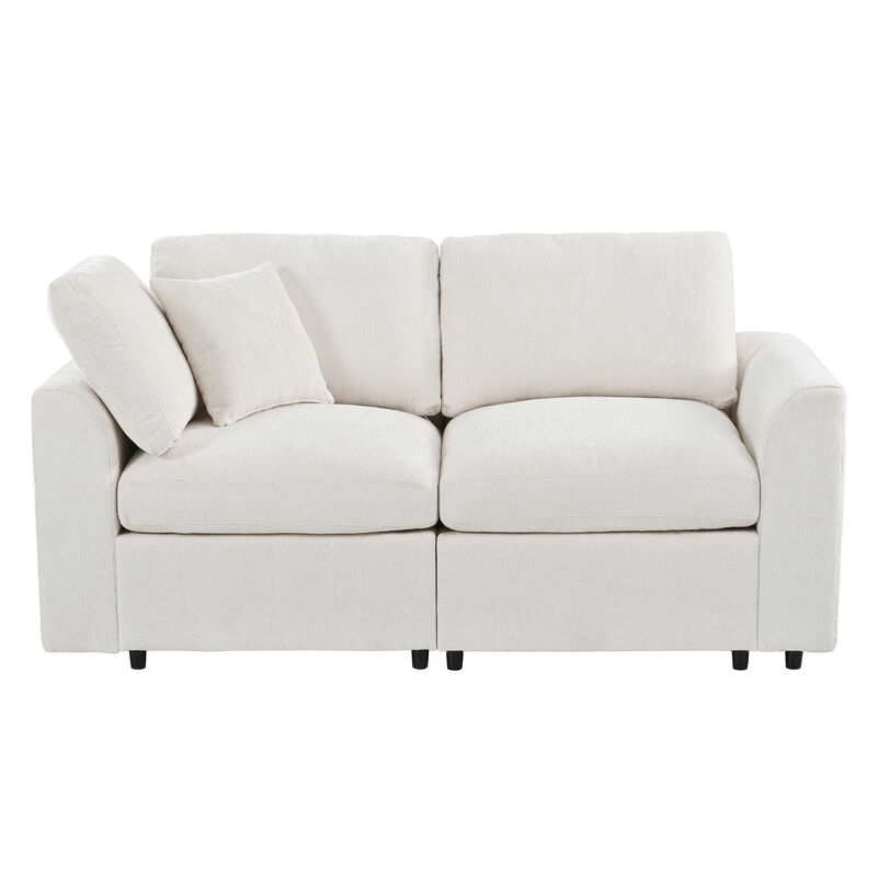 Merax Cozy Chenille Loveseat with High-Density Foam & Pocket Spring Support, PP Cotton Filling image number 0