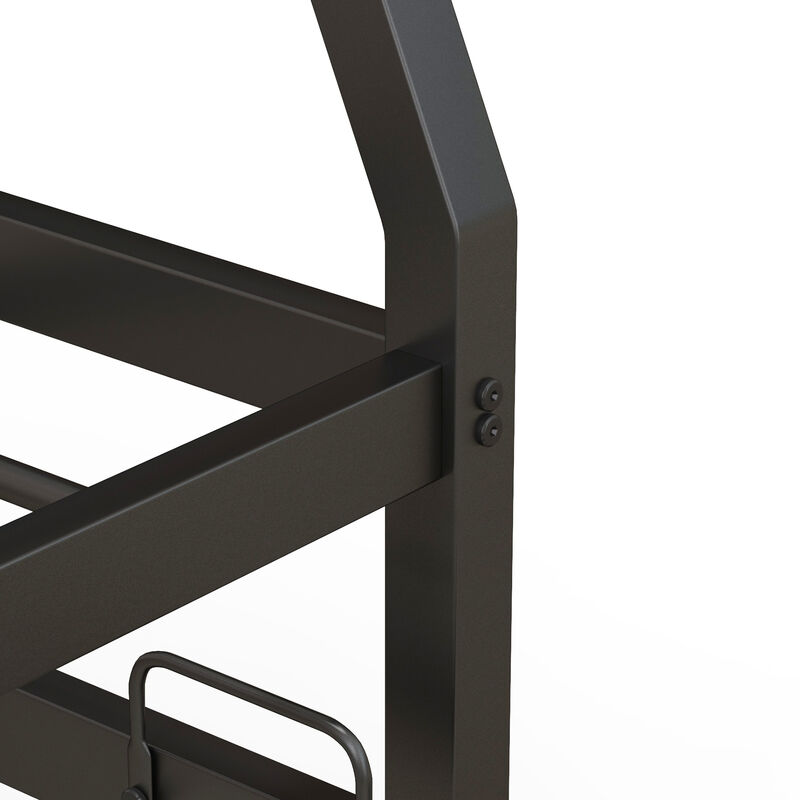 Twin Over Full Bunk Bed Frame with Trundle for Guest Room-Black