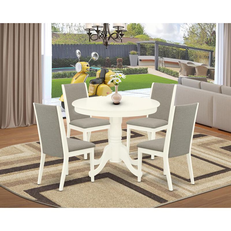 East West Furniture Dining Room Set Linen White