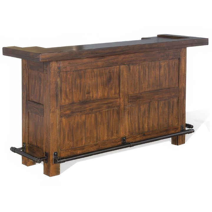 Reggie Freestanding Home Bar Counter, 78 Inch Cherry Brown Wood