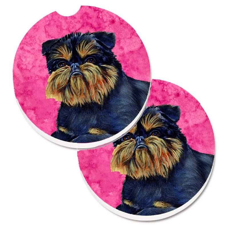 Caroline's Treasures Pink Brussels Griffon Set of 2 Cup Holder Car Coasters LH9388PKCARC, 2.56, Multicolor image number 0