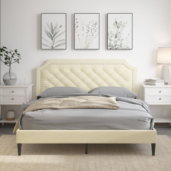 Rize Home Hanfield Queen Platform Bed Beige