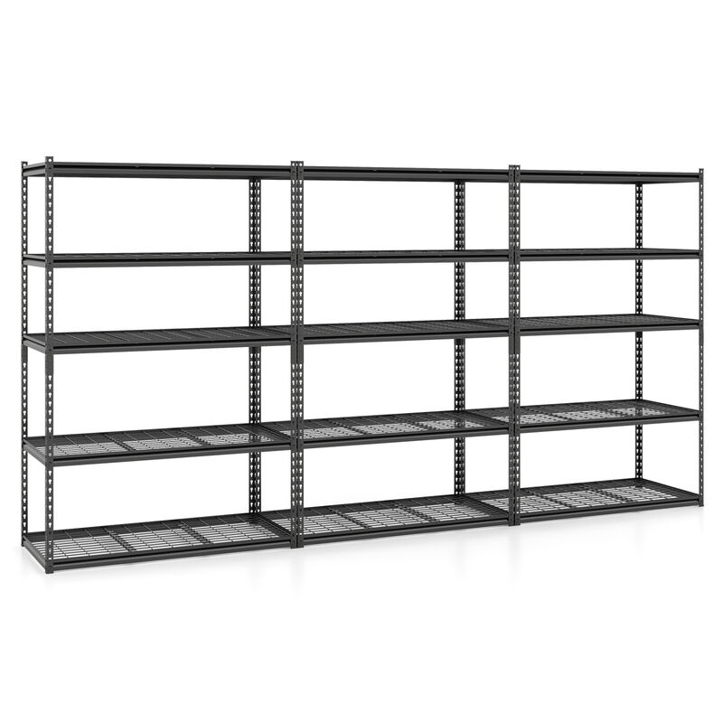 Set of 3 Heavy-Duty 5-Tier Metal Shelves with Adjustable Wire Racks for Storage image number 0