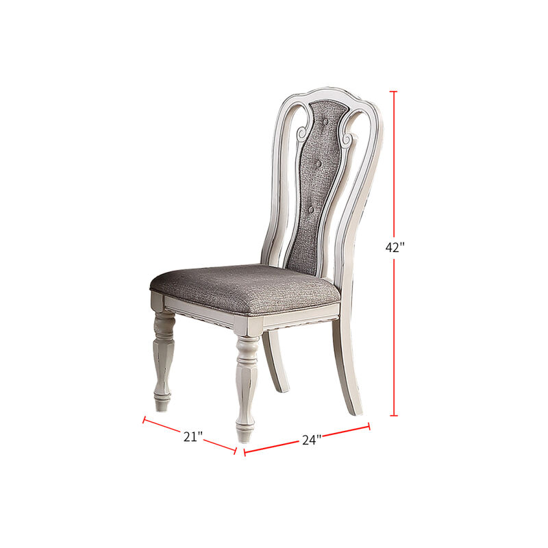 Streamdale Light Grey Fabric Upholstery Dining Chair, Vintage White, Set Of 2