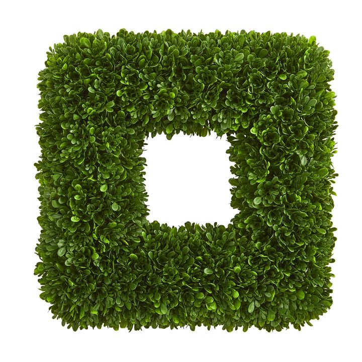 HomPlanti 17" Tea Leaf Square Wreath UV Resistant (Indoor / Outdoor)