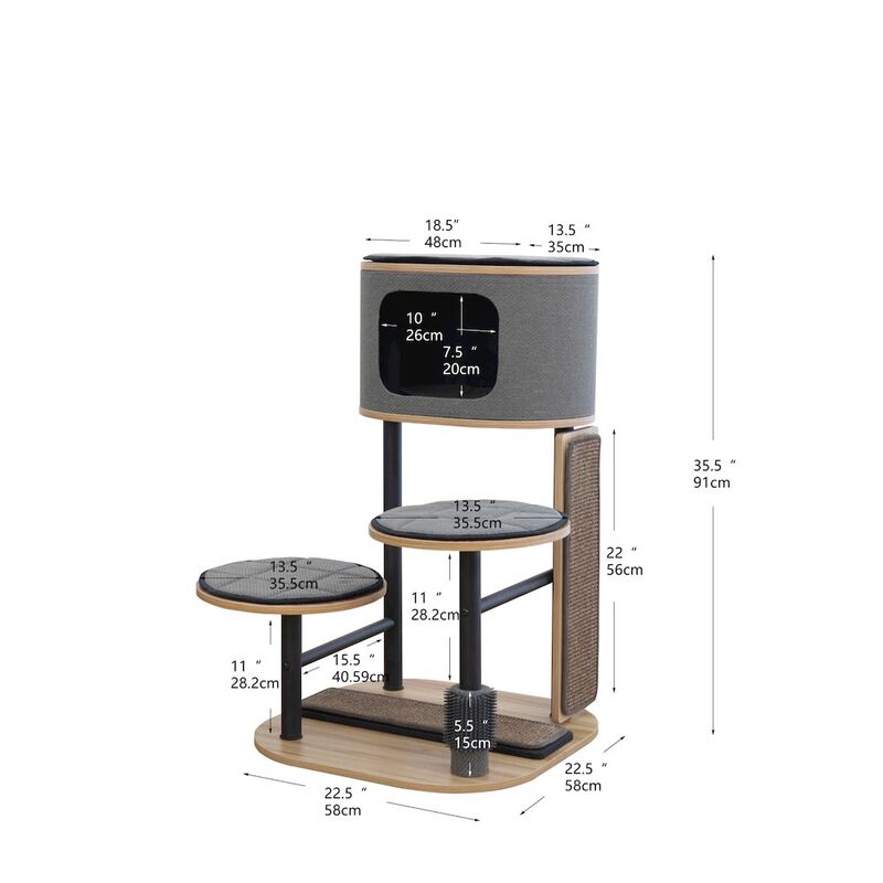Petpals 37-in Starbz Industrial 4-Level Cat Tree with Condo, Grey
