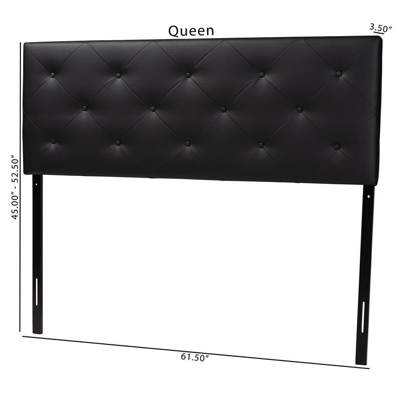 Baxton Studio Baltimore Modern Queen Black Faux Leather Upholstered Headboard