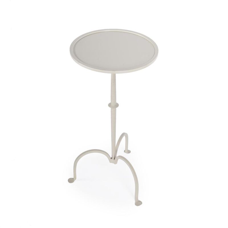 Butler Specialty Company Founders Griege Iron Pedestal Side Table, Gray and White
