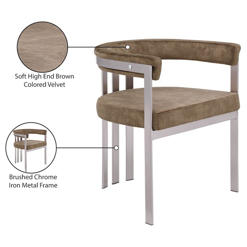 Meridian Furniture Marcello Brown Velvet Dining Chair, Set of 2