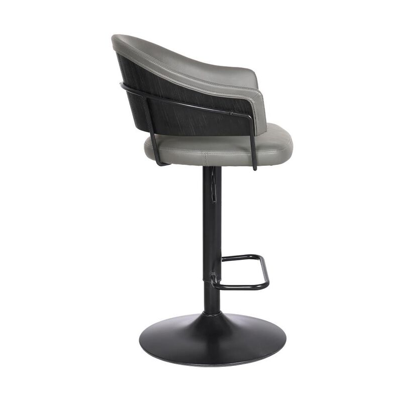 Hivvago 25 Inch Gray And Black Iron Swivel Adjustable Height Bar Chair