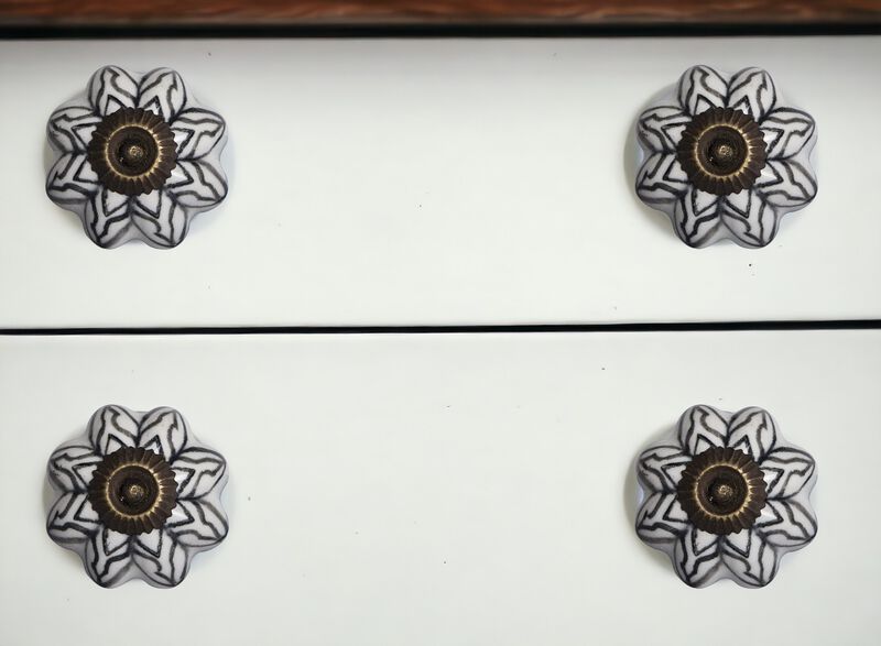 HomeRoots Set of Eight Black And White Ceramic And Metal Drawer Pull Knobs image number 1
