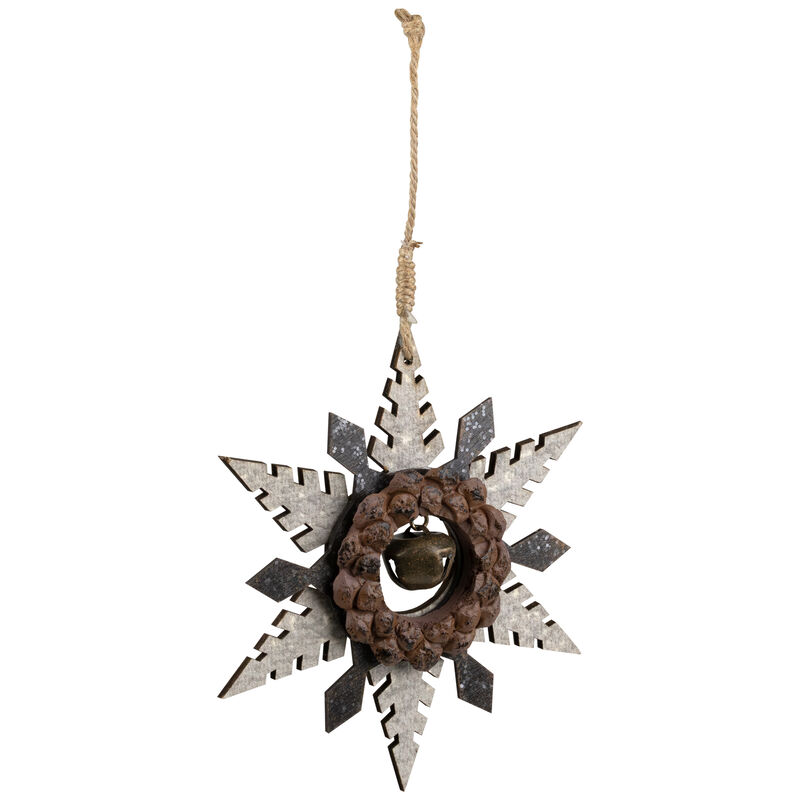 6" Brown and Beige Pointed Snowflake Christmas Ornament image number 3