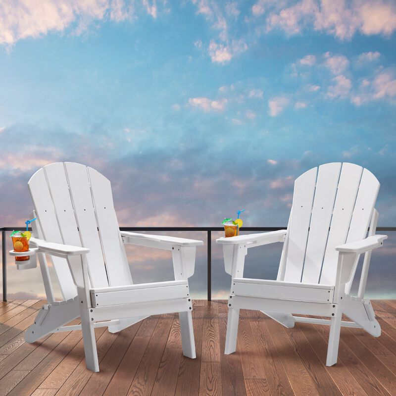 Set of 2 Outdoor Adirondack Chairs &ndash; Foldable & Durable Plastic Seating for Fire Pit, Yard, or Porch