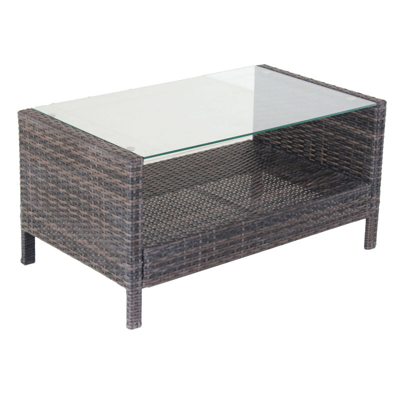 Outdoor patio Furniture Coffee Table with clear tempered glass