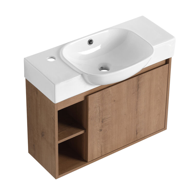 ELEMENT ACE Wall-Mounted Bathroom Vanity with Ceramic Sink and Soft-Close Door Storage Cabinet image number 0
