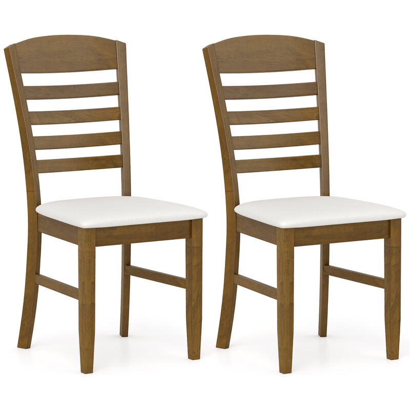 Set of 2 Upholstered Dining Chairs – Solid Rubber Wood Frame & Soft Cushion
