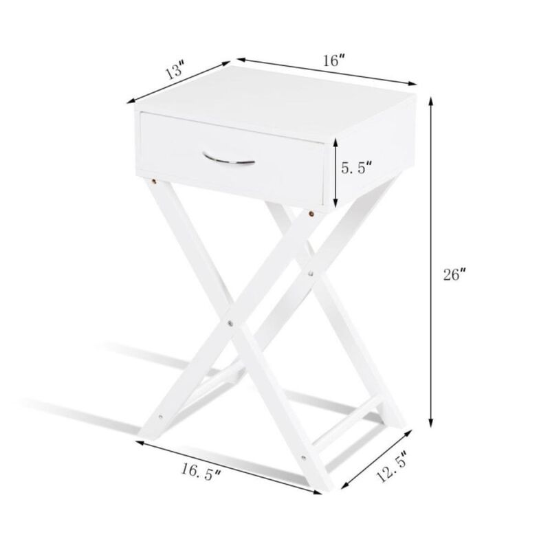 Hivvago Design Sofa Side Table with X-Shape Drawer for Living Room Bedroom