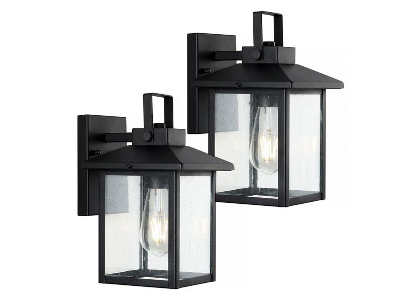 Bungalow 1-Light Iron/Seeded Glass Rustic Traditional Lantern LED Outdoor Sconce