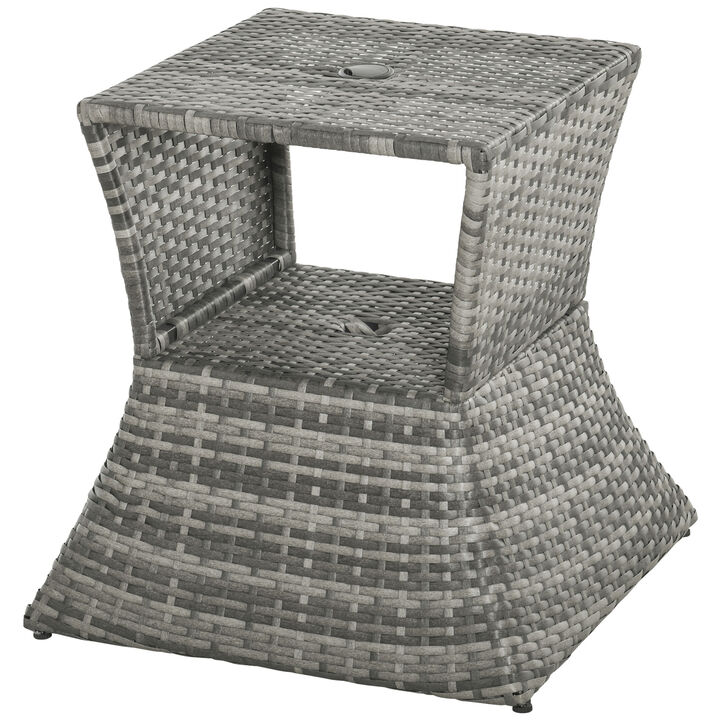 Patio Modren Grey Side Table, Space-Saving For Outdoor Seating