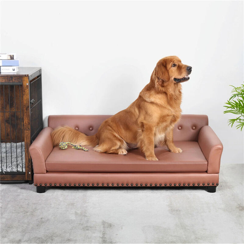 XX-Large Dog Couch Pet Sofa Bed Luxury Anti-wear Leather Dog Cat Snuggle Lounger image number 8