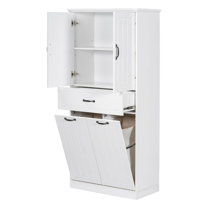 Merax Bathroom Storage Cabinet with 2 Laundry Baskets