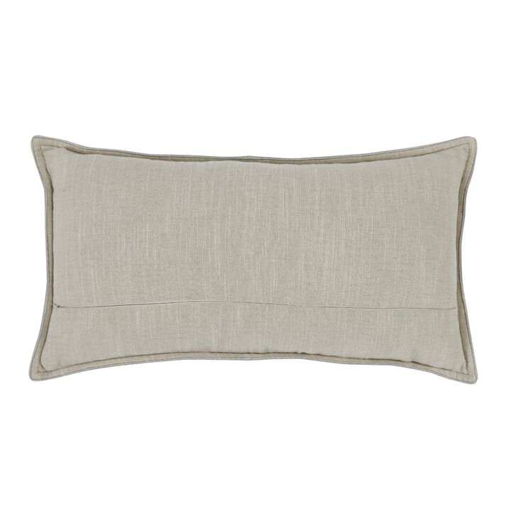 Norm 26 Inch Leather Decorative Lumbar Throw Pillow, Stitched, Soft Gray - Benzara
