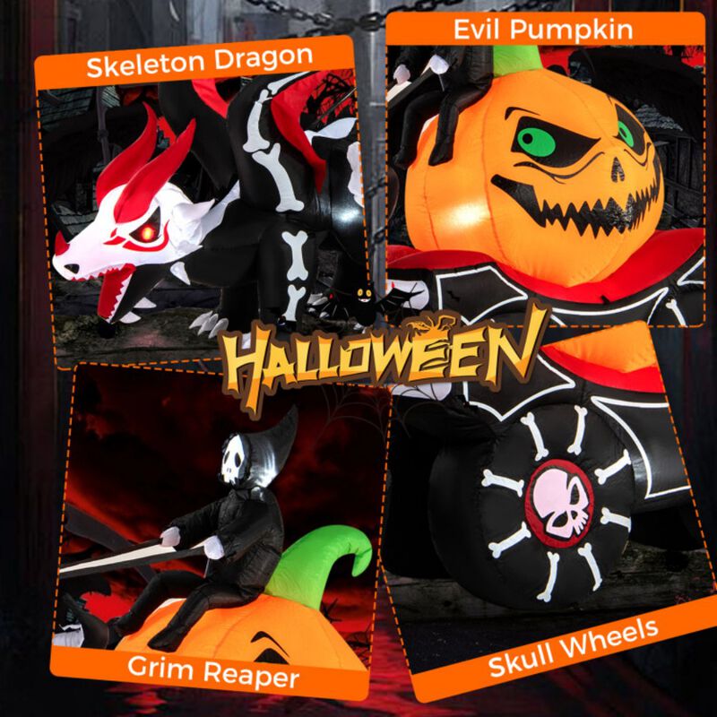 Halloween Inflatable LED Lighted Carriage Ghost Carriage with Skeleton Dragon and Pumpkin image number 6