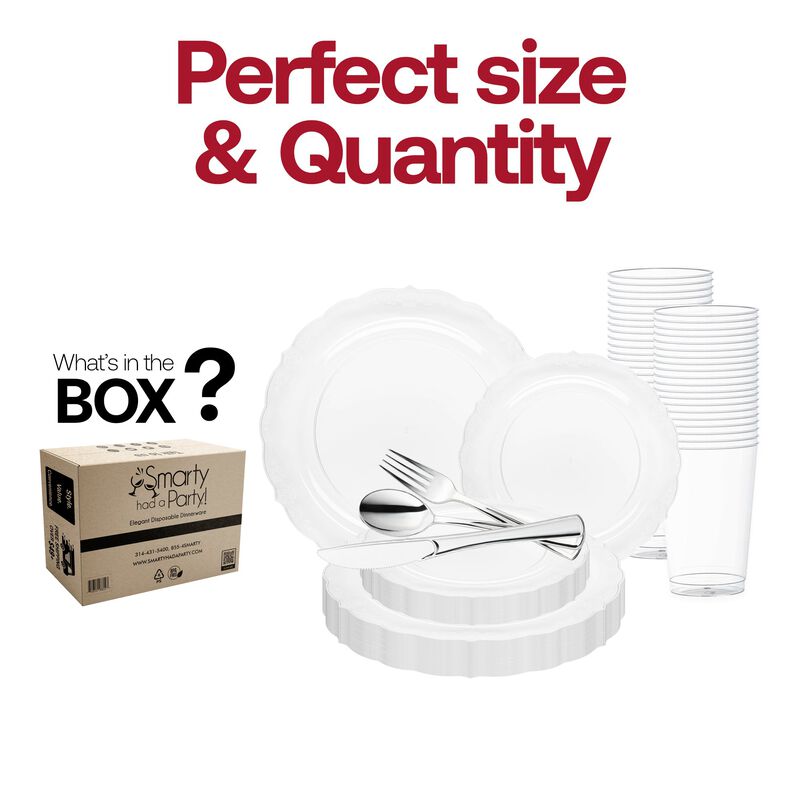 Clear Vintage Round Plastic Wedding Value Set (30 Sets) image number 3