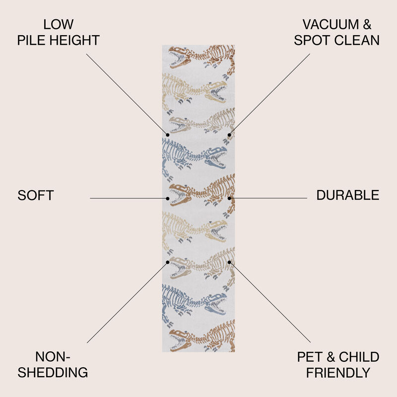 Kingdarr T-Rex Modern Kids Machine-Washable Area Rug