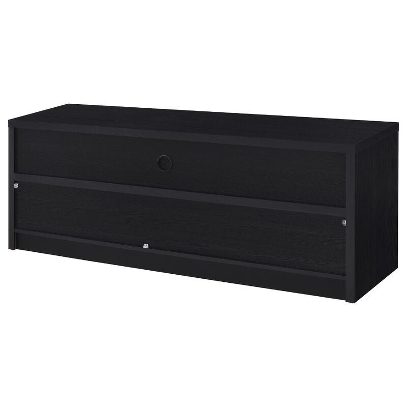 Rutvy TV Stand Media Console with 3 Drawers, Open Shelves, Black Wood image number 4