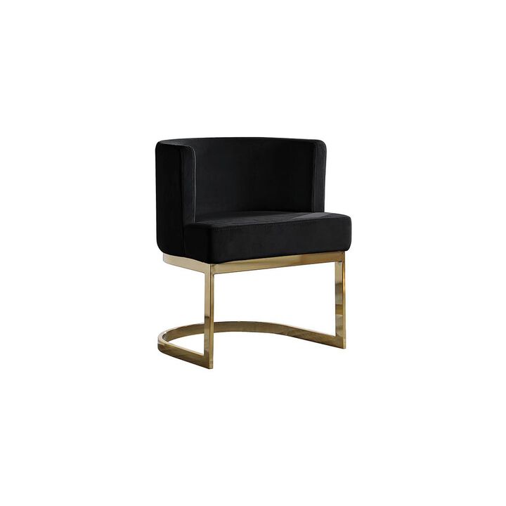 Best Quality Furniture Black Velvet Side Chair With Gold, Chrome Base - Single