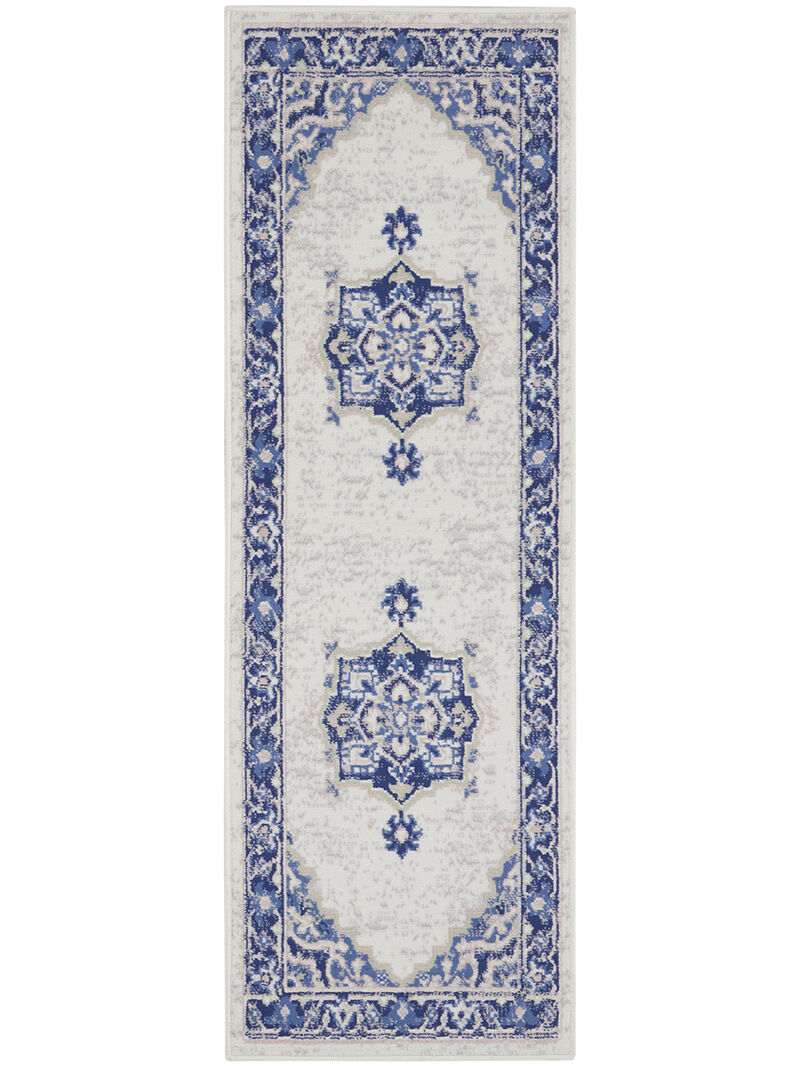 Whimsicle WHS03 Ivory/Blue 2' x 6' Rug image number 0
