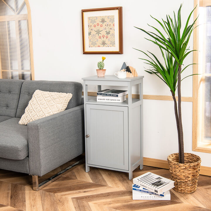 Costway Bathroom Wooden Floor Cabinet Multifunction Storage Rack Organizer Stand White