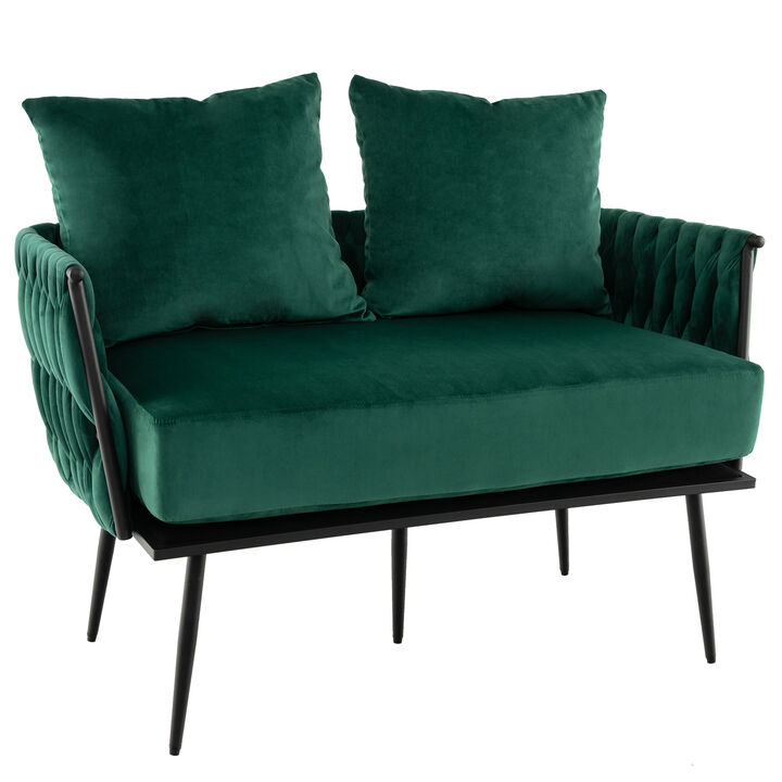 Modern Loveseat Sofa Upholstered Dutch Velvet Sofa Couch