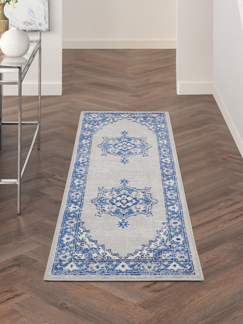 Whimsicle WHS03 Gray/Blue 2' x 6' Rug image number 6
