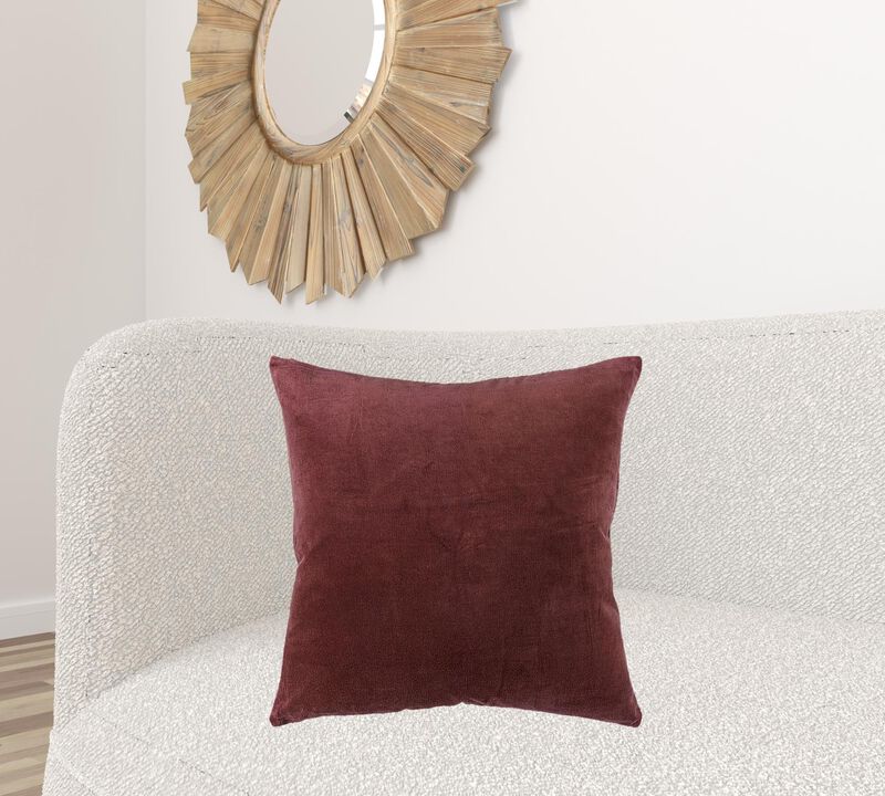 Homezia Rust Solid Reversible Cotton Velvet Throw Pillow image number 6