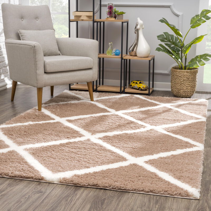Rug Branch Terra Contemporary Trellis Brown White Indoor Area Rug