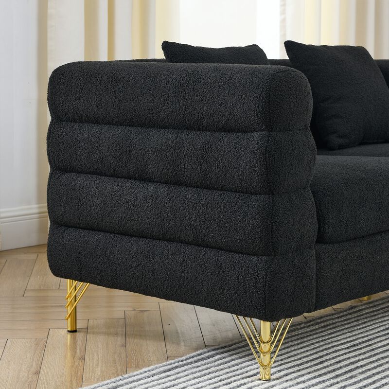 Sibsod modern-design plush cloud-shaped sofa set image number 6