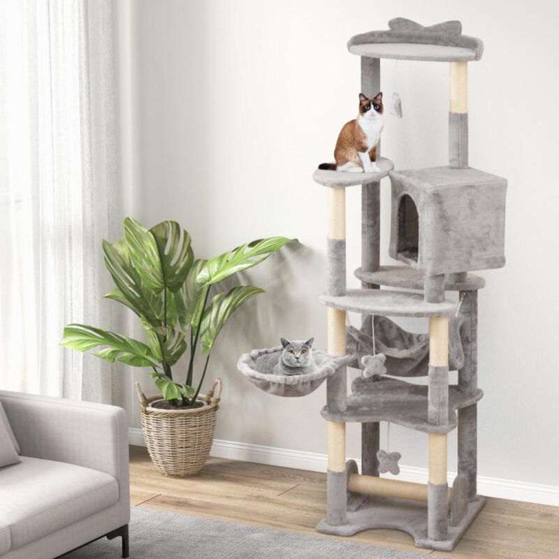 Hivvago 69 Inch Multi-level Cat Tree with Top Perch and Cozy Condo