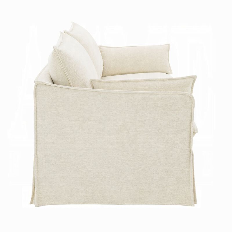Seya Modern Sofa with 2 Pillow, Beige Linen Plush Cushions, 82 Inch image number 3