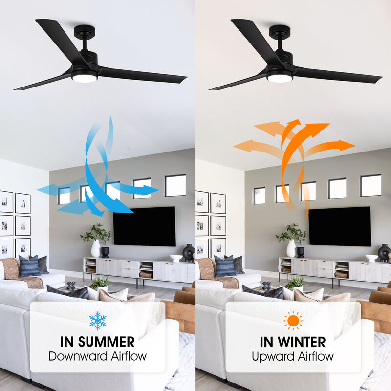 60" Industrial Black 3CCT Integrated LED Ceiling Fan with Remote
