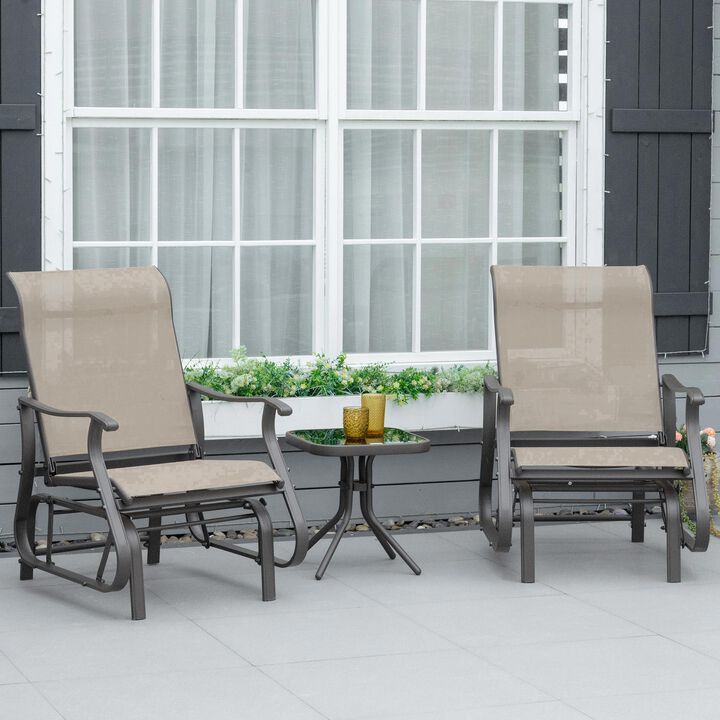 Hivvago 3-Piece Patio Gliders with Glass Top Table