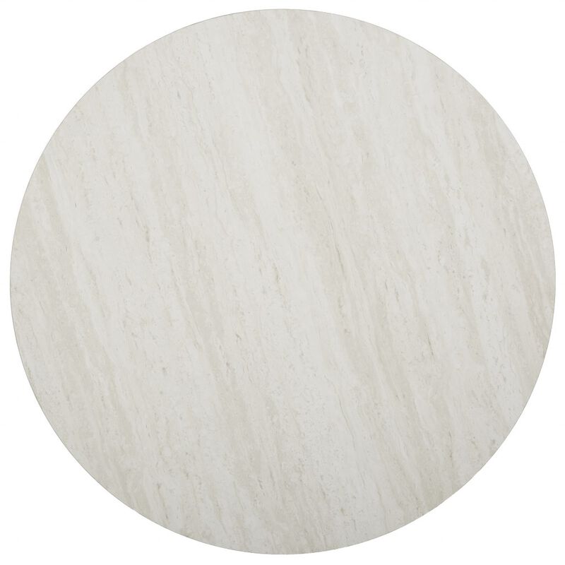 Hivvago 33 Inch  Silver Manufactured Wood And Metal Round Coffee Table