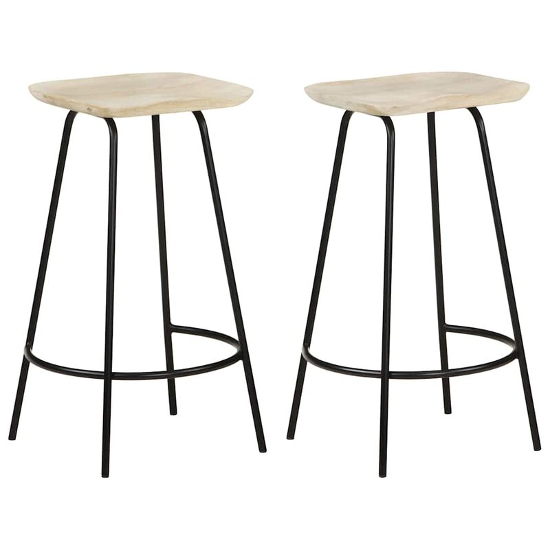 vidaXL Bar Stools 2 pcs Solid Mango Wood image number 0