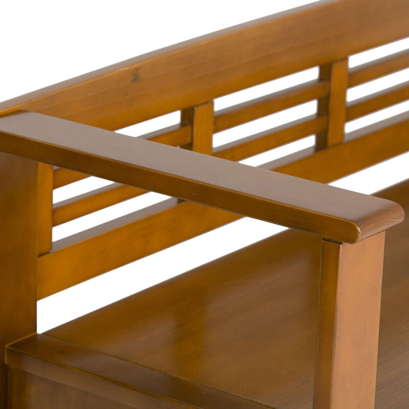 Adams SOLID WOOD 48 inch Wide Contemporary Entryway Storage Bench in Light Avalon Brown