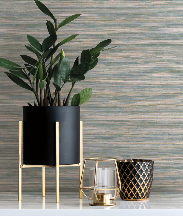 Leicester Slate Metallic Stripe Wallpaper