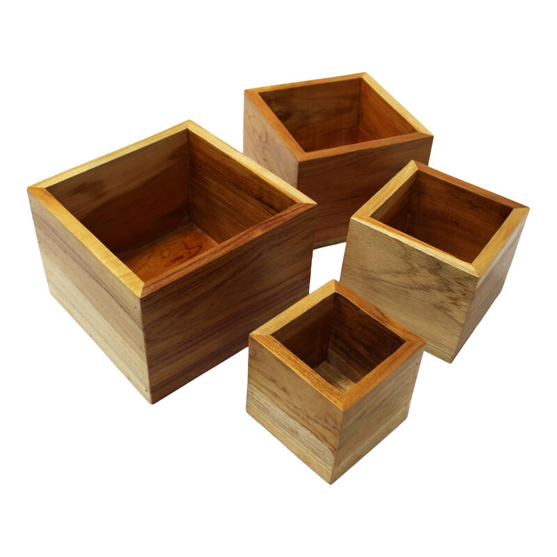 EcoDecors Eleganto&reg; 4 Piece Teak Wood Bathroom Amenities Set in EarthyTeak&reg; Finish image number 3