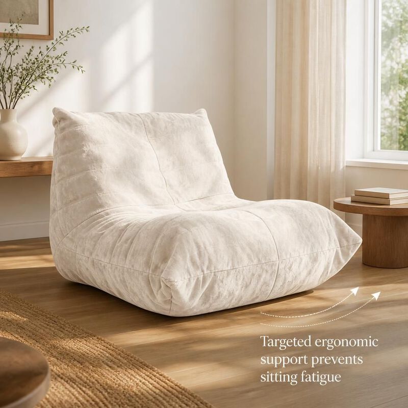 GOODSILO Ergonomic Bean Bag Chair with 5-Way Targeted Body Support for Reading, Working and Relaxing in Home Living Spaces image number 4