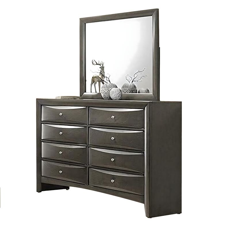 Simo 4pc Queen Bedroom Set w Bookcase Headboard w Drawers, Gray image number 3